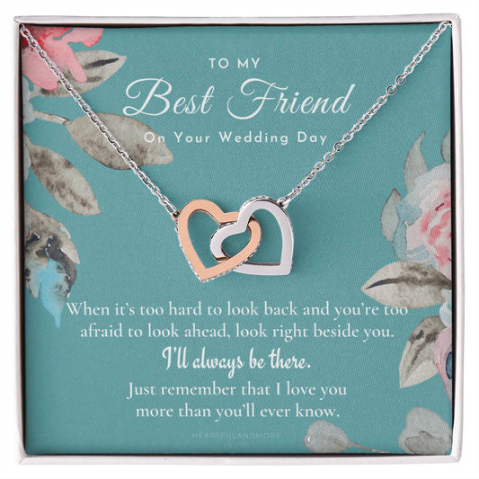 Best Friend Gift On Her Wedding Day Best Friend To Bride Necklace Best Friend Gift To Bride Bride Gift From Maid Of Honor To My Best Friend Interlocking Hearts Necklace