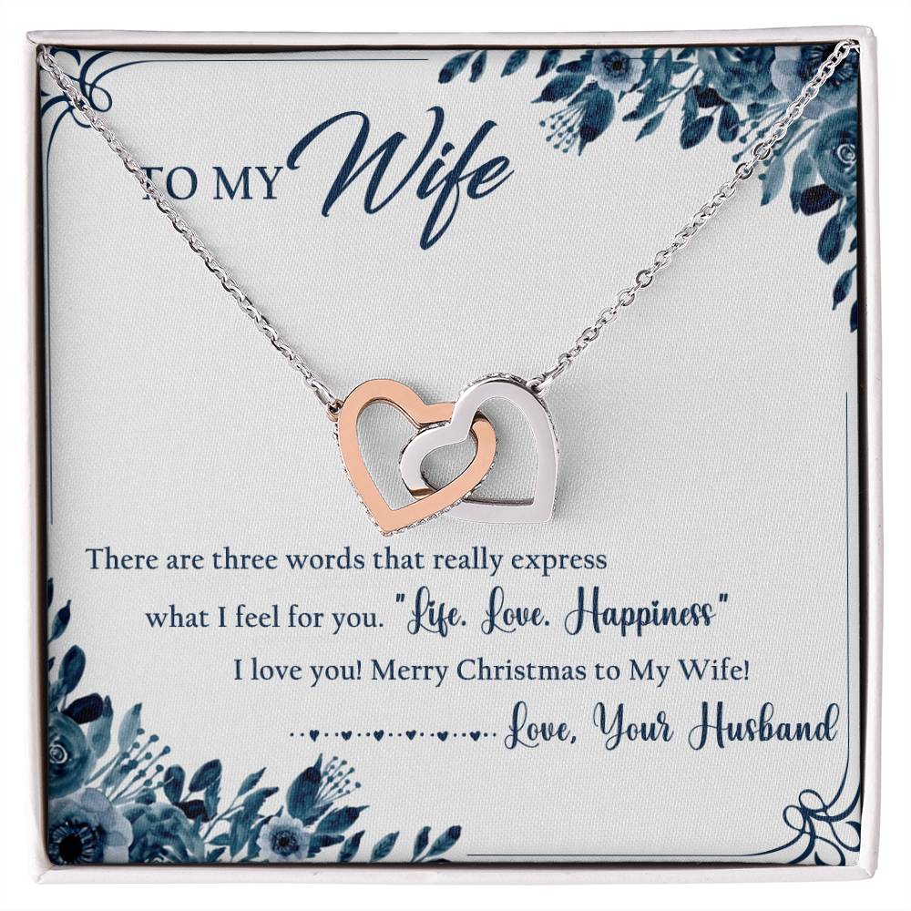 To My Wife Interlocking Hearts Necklace Message Card