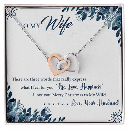 To My Wife Interlocking Hearts Necklace Message Card