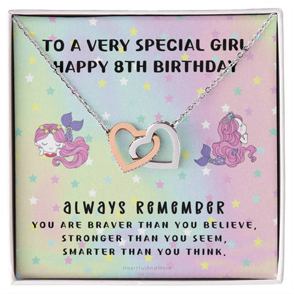 8Th Birthday Gift 8Th Birthday Necklace Gift Happy 8Th Birthday Gift Gift For 8 Year Birthday Girl Interlocking Hearts Necklace