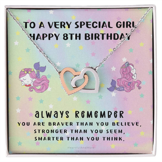 8Th Birthday Gift 8Th Birthday Necklace Gift Happy 8Th Birthday Gift Gift For 8 Year Birthday Girl Interlocking Hearts Necklace