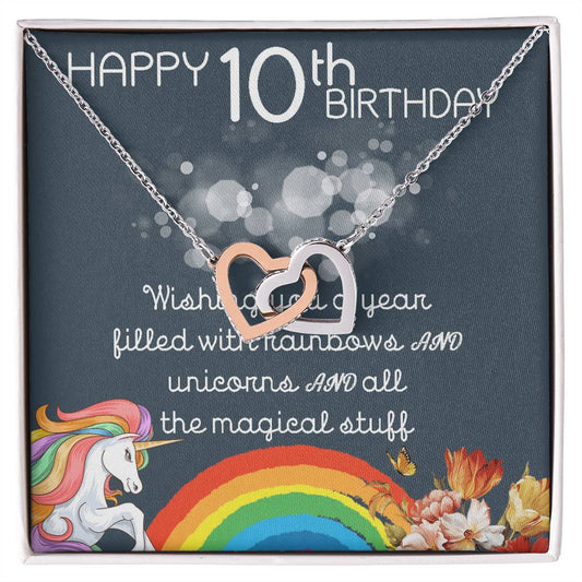 10Th Birthday Necklace Gifts For Girls Cute Unicorn 10 Years Old Girl Jewelry Gift For Daughter Niece Interlocking Necklace Xu246Il03 Interlocking Hearts Necklace