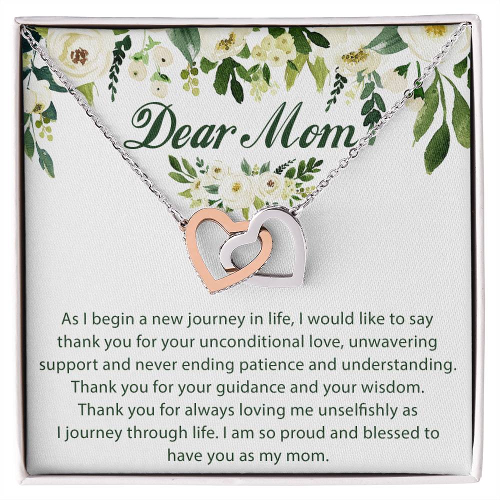 Dear Mom Interlocking Hearts Necklace Message Card