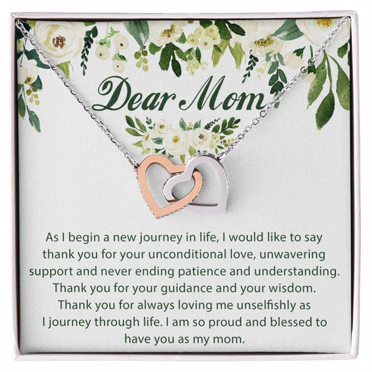Dear Mom Interlocking Hearts Necklace Message Card