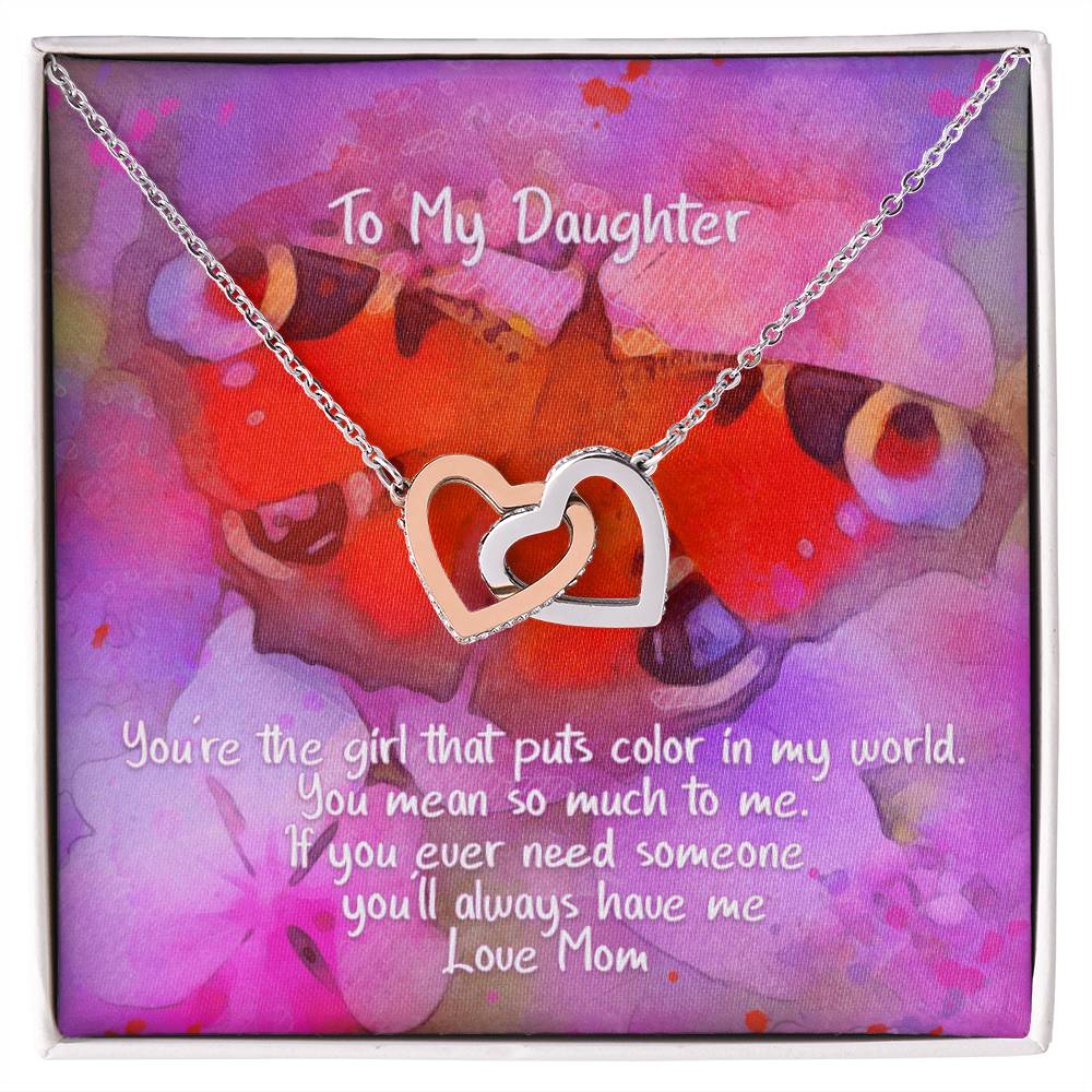 Daughter Color In My World - Hearts Necklace Interlocking Hearts Necklace