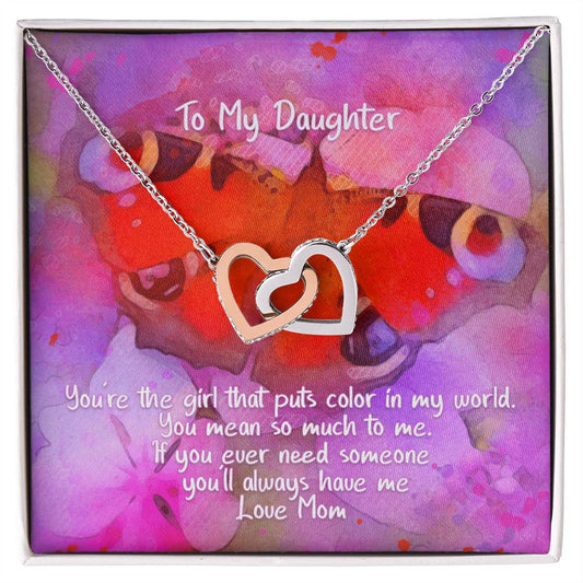 Daughter Color In My World - Hearts Necklace Interlocking Hearts Necklace