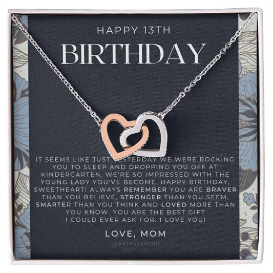 Gift For 13 Year Old Girl Gifts 13Th Birthday Girl 13Th Birthday Gift Thirteenth Birthday Necklace Teen Birthday Gift Official Teenager Interlocking Hearts Necklace
