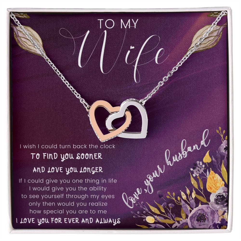 To My Wife Heart Lock Necklace Interlocking Hearts Necklace