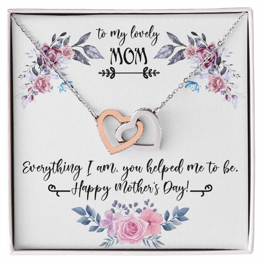 Gift For Mom For Mother'S Day Two Hearts Embellished With Cubic Zirconia Stones Mom Gift Idea To My Mother Mom Birthday Unique Love Message Interlocking Hearts Necklace