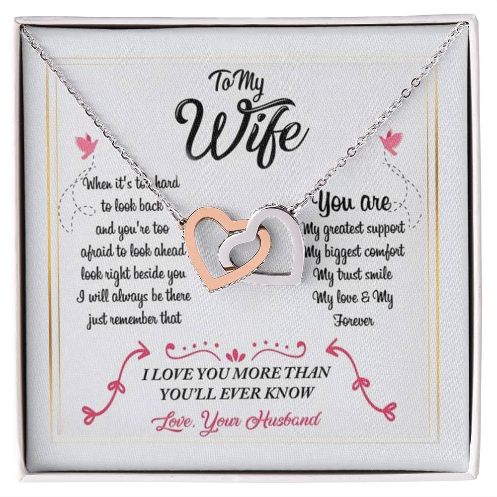 To My Wife Necklace From Husband Interlocking Hearts Necklace