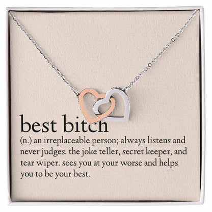Definition Of A Best Bitch Interlocking Hearts Necklace