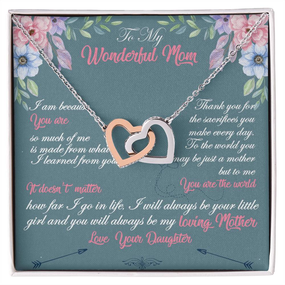To My Wonderful Mom Necklace Interlocking Hearts Necklace