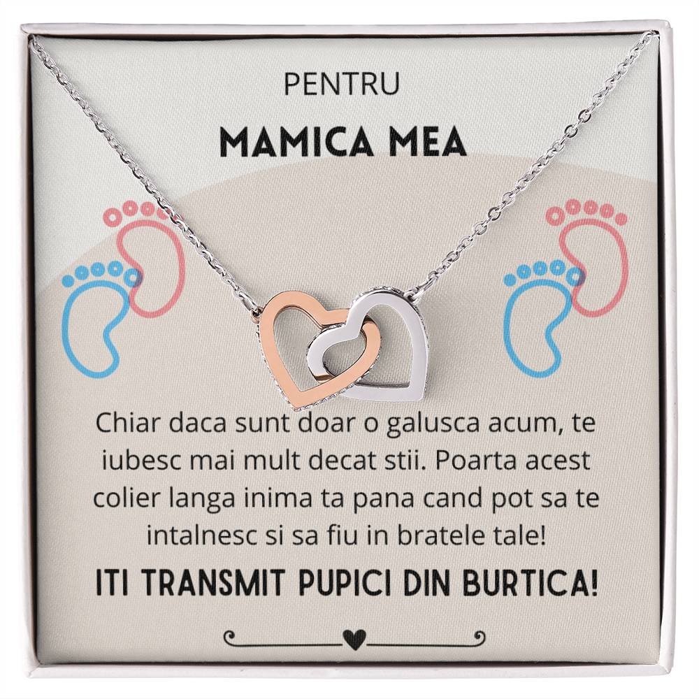 Colier Inimi Conectate Pentru Viitoare Mamica Interlocking Hearts Necklace