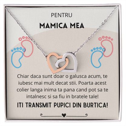 Colier Inimi Conectate Pentru Viitoare Mamica Interlocking Hearts Necklace