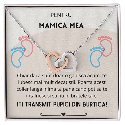 Colier Inimi Conectate Pentru Viitoare Mamica Interlocking Hearts Necklace