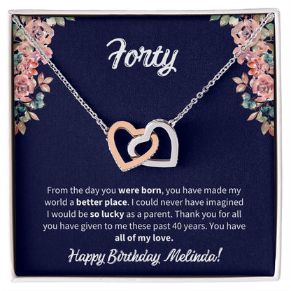 Forty Birthday All Of My Love Interlocked Hearts Necklace Interlocking Hearts Necklace