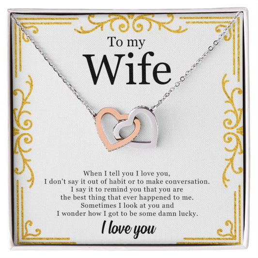 To My Wife - Two Hearts In Love Interlocking Hearts Necklace