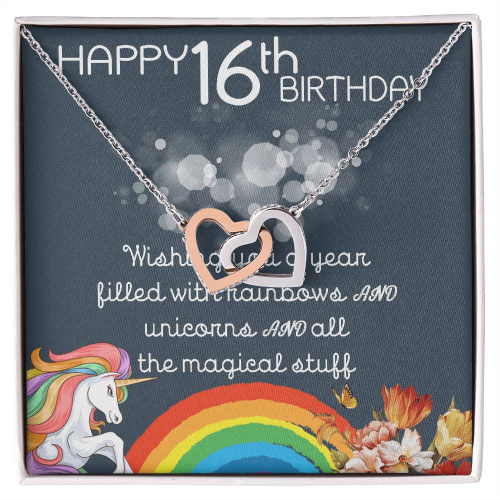16Th Birthday Necklace Gifts For Girls Cute Unicorn 16 Years Old Girl Jewelry Gift For Daughter Niece Interlocking Necklace Xu246Il09 Interlocking Hearts Necklace