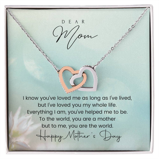 You Are The World Mother'S Day Double Hearts Interlocking Hearts Necklace