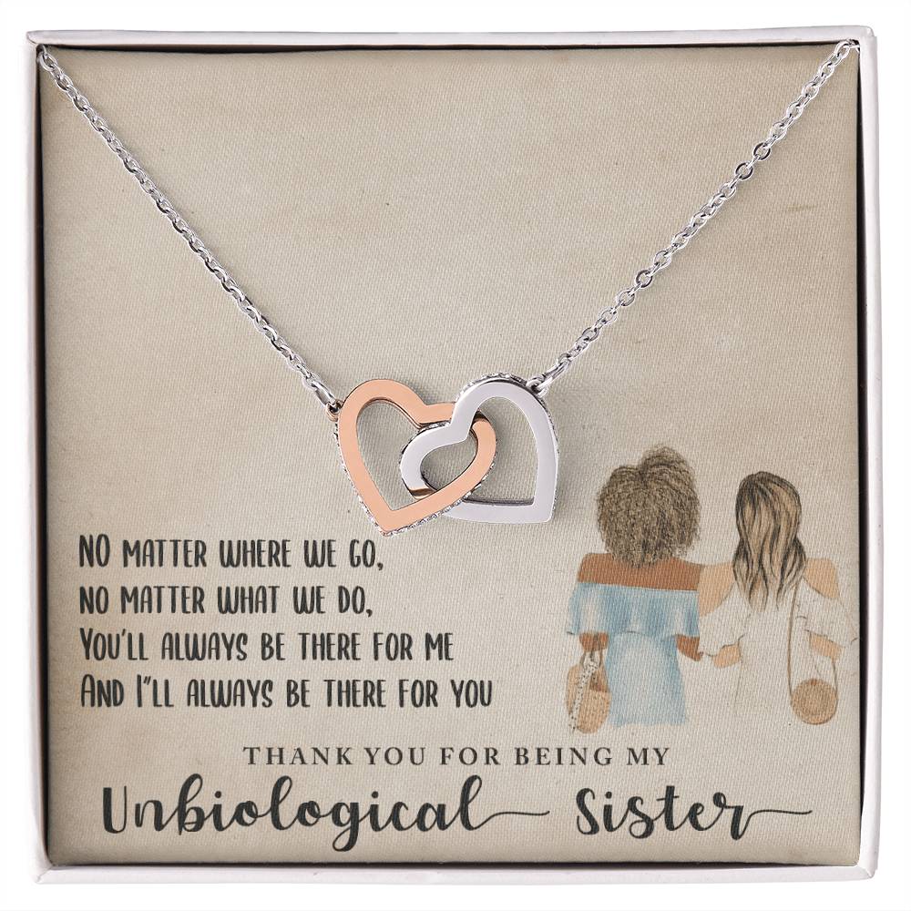 Unbiological Sister Necklace Best Friend Forever Bff Interlocking Hearts Necklace