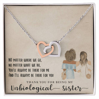 Unbiological Sister Necklace Best Friend Forever Bff Interlocking Hearts Necklace