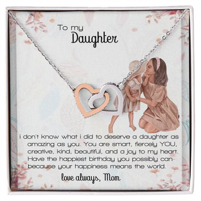 Daughter Gift Interlocking Hearts Necklace Love Always Mom