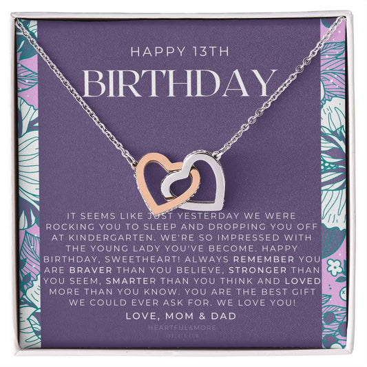 Gift For 13 Year Old Girl Gifts 13Th Birthday Girl 13Th Birthday Gift Thirteenth Birthday Necklace Teen Birthday Gift Official Teenager Interlocking Hearts Necklace