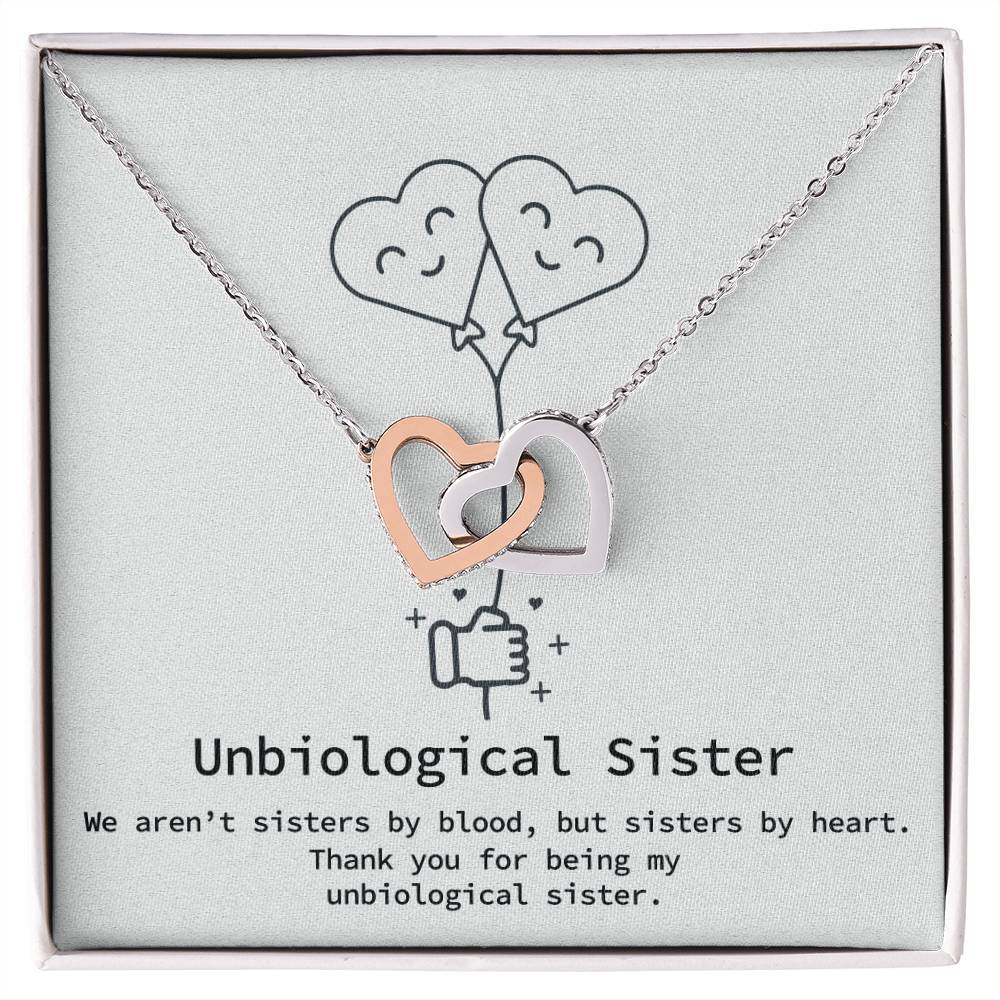 Unbiological Sister Necklace Big Little Sorority Soul Sister Best Friend Gift Bff Gift Sister In Law Necklace Step Sister Gift Interlocking Hearts Necklace