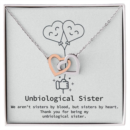 Unbiological Sister Necklace Big Little Sorority Soul Sister Best Friend Gift Bff Gift Sister In Law Necklace Step Sister Gift Interlocking Hearts Necklace