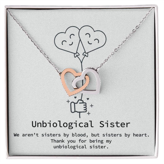 Unbiological Sister Necklace Big Little Sorority Soul Sister Best Friend Gift Bff Gift Sister In Law Necklace Step Sister Gift Interlocking Hearts Necklace