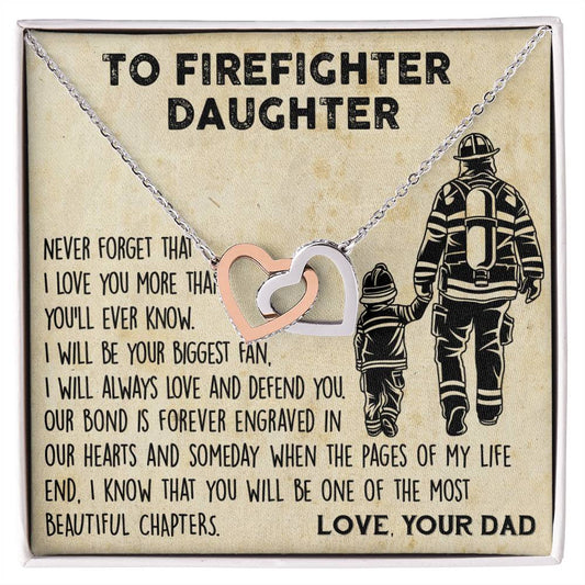 Firefighter Daughter Gift To Firefighter Daughter Gift From Dad Firefighter Daughter Necklace Interlocking Hearts Necklace