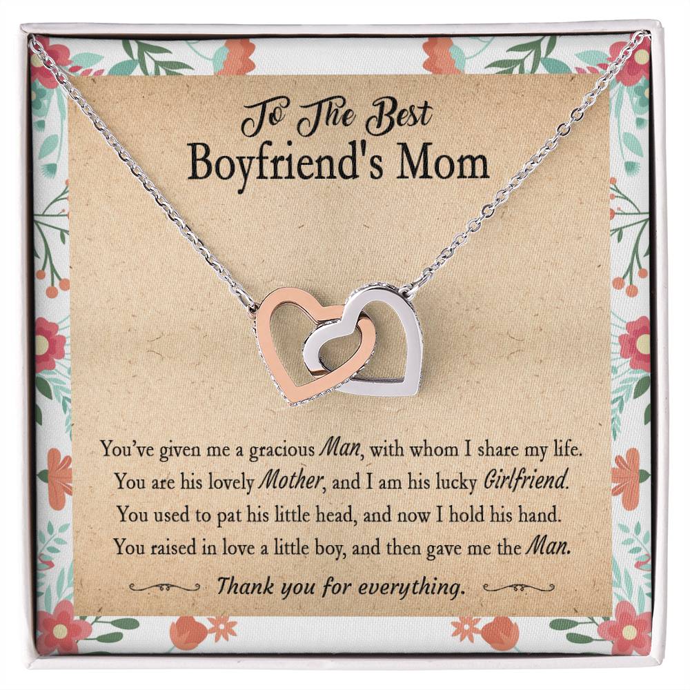 Gift For Boyfriend'S Mom - You'Ve Given Me A Gracious Man 2 - Interlocking Interlocking Hearts Necklace