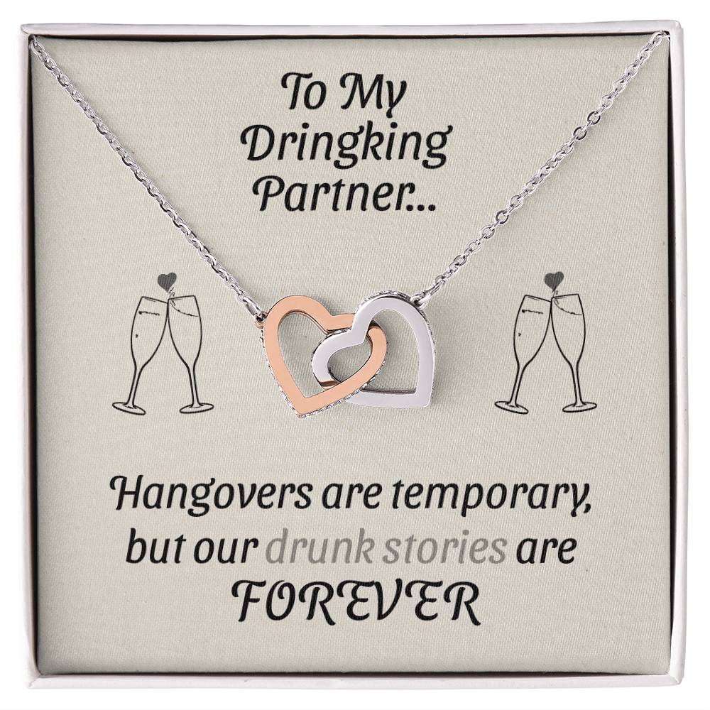 Drinking Buddy Giftgifts For People Who Love To Drink Interlocking Hearts Necklace