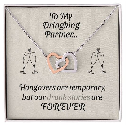 Drinking Buddy Giftgifts For People Who Love To Drink Interlocking Hearts Necklace