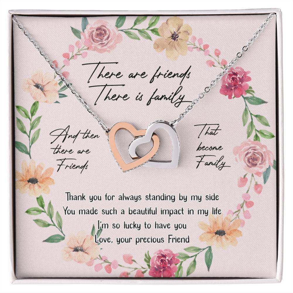 Friends Interlocking Hearts Necklace Message Card