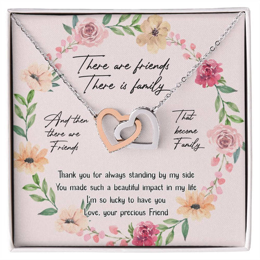 Friends Interlocking Hearts Necklace Message Card