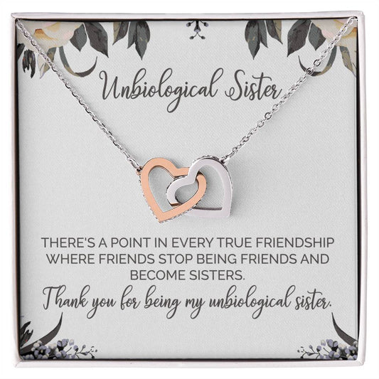 Unbiological Sister Necklace Soul Sister Sorority Sister Sister In Law Necklace Interlocking Hearts Necklace