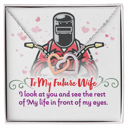 Welder'S Future Wife - Interlocking Heart Necklace Interlocking Hearts Necklace