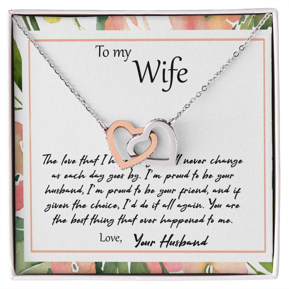 To My Wife The Love That I Have For You - Leaf Interlocking Hearts Necklace