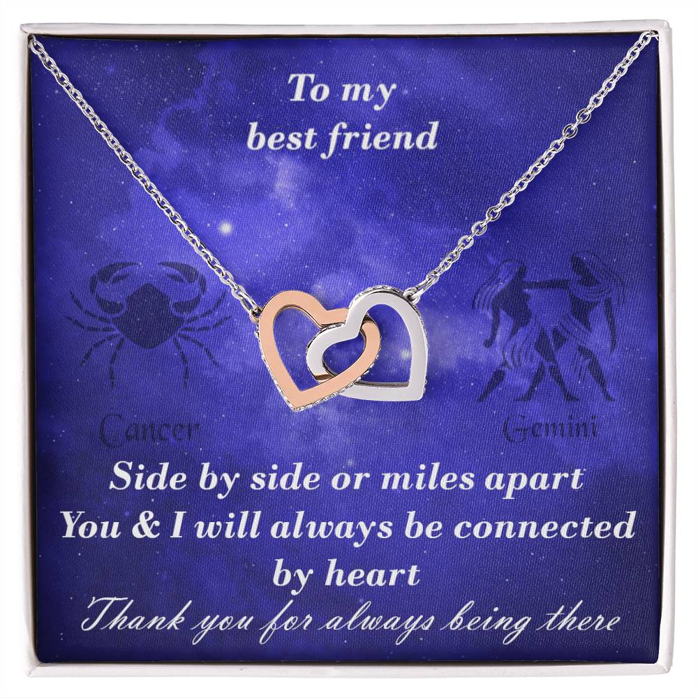 Cancer To Gemini Best Friend Interlocked Hearts Necklace Interlocking Hearts Necklace