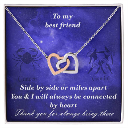 Cancer To Gemini Best Friend Interlocked Hearts Necklace Interlocking Hearts Necklace