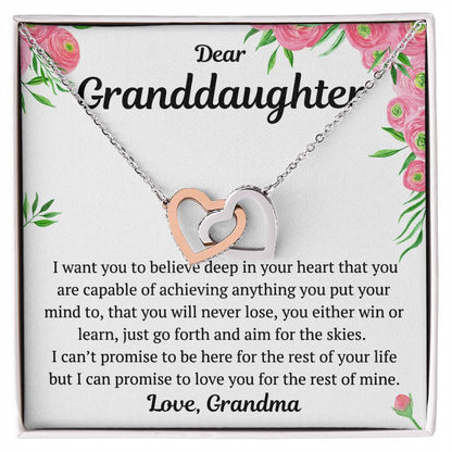 Dear Granddaughter From Grandma Interlocking Hearts Necklace