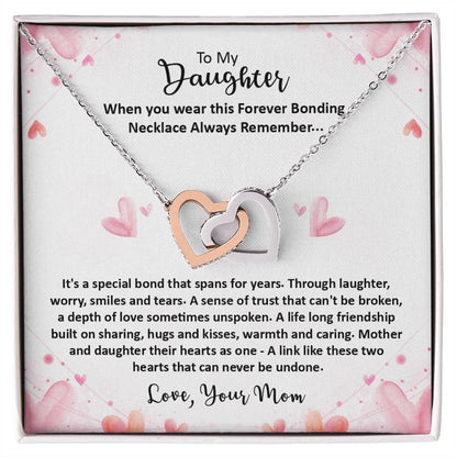 Forever Bonding Necklace - To My Daughter Interlocking Hearts Necklace