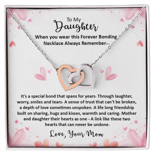 Forever Bonding Necklace - To My Daughter Interlocking Hearts Necklace