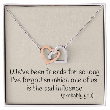 Best Friend Probably You Funny Interlocking Heart Necklace Best Friend Gift Bff Gift Interlocking Hearts Necklace