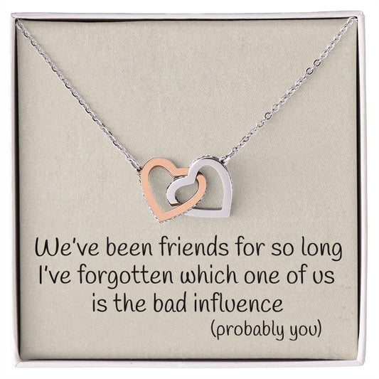 Best Friend Probably You Funny Interlocking Heart Necklace Best Friend Gift Bff Gift Interlocking Hearts Necklace