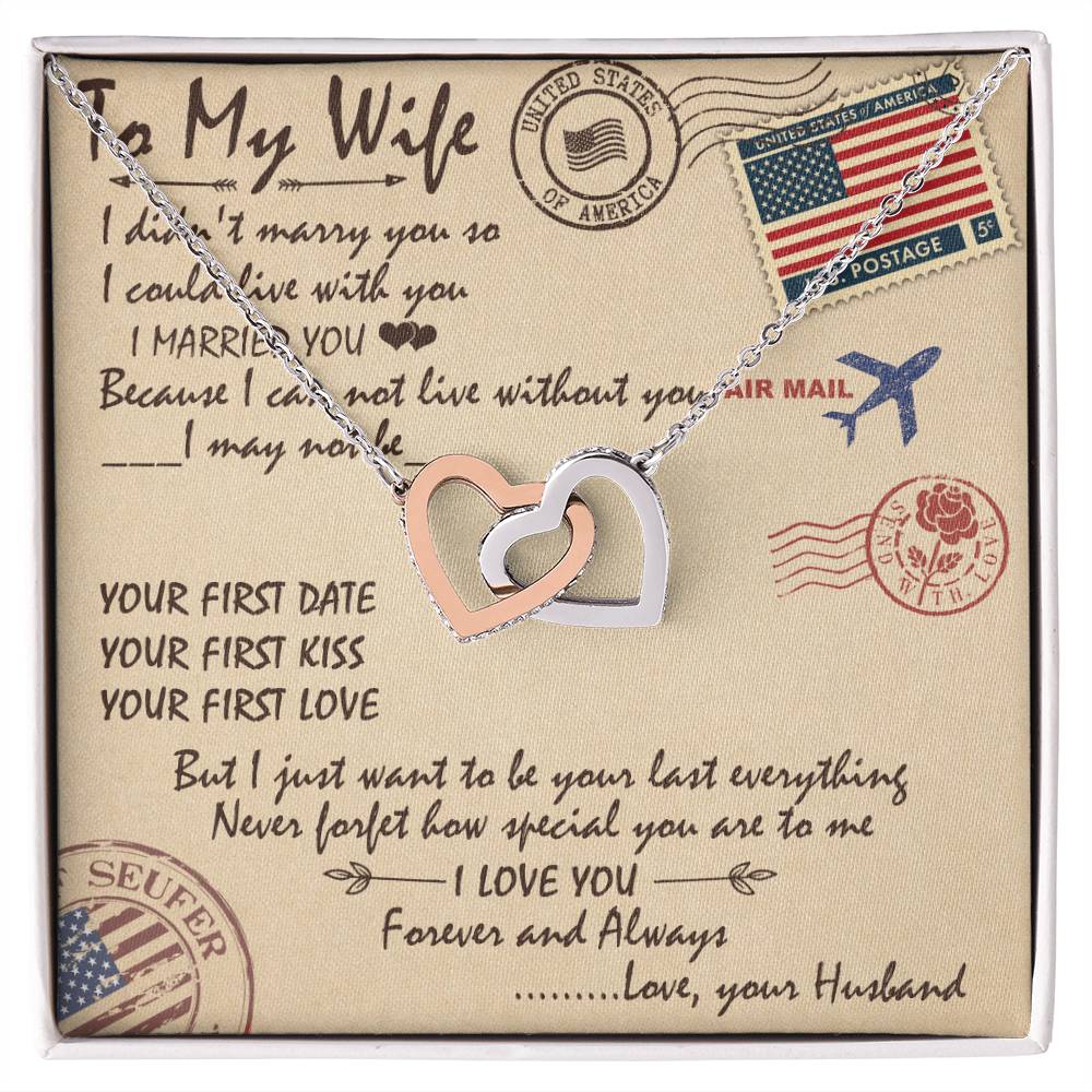 To My Wife Interlocking Hearts Necklace Message Card
