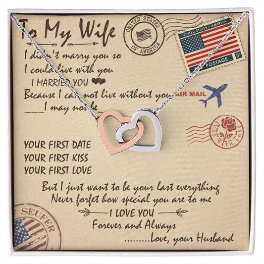 To My Wife Interlocking Hearts Necklace Message Card