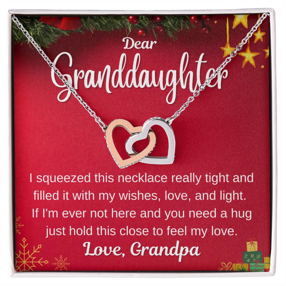 Christmas Gift For Granddaughter - Hold This Close To Feel My Love Interlocking Hearts Necklace