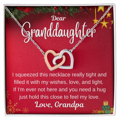 Christmas Gift For Granddaughter - Hold This Close To Feel My Love Interlocking Hearts Necklace